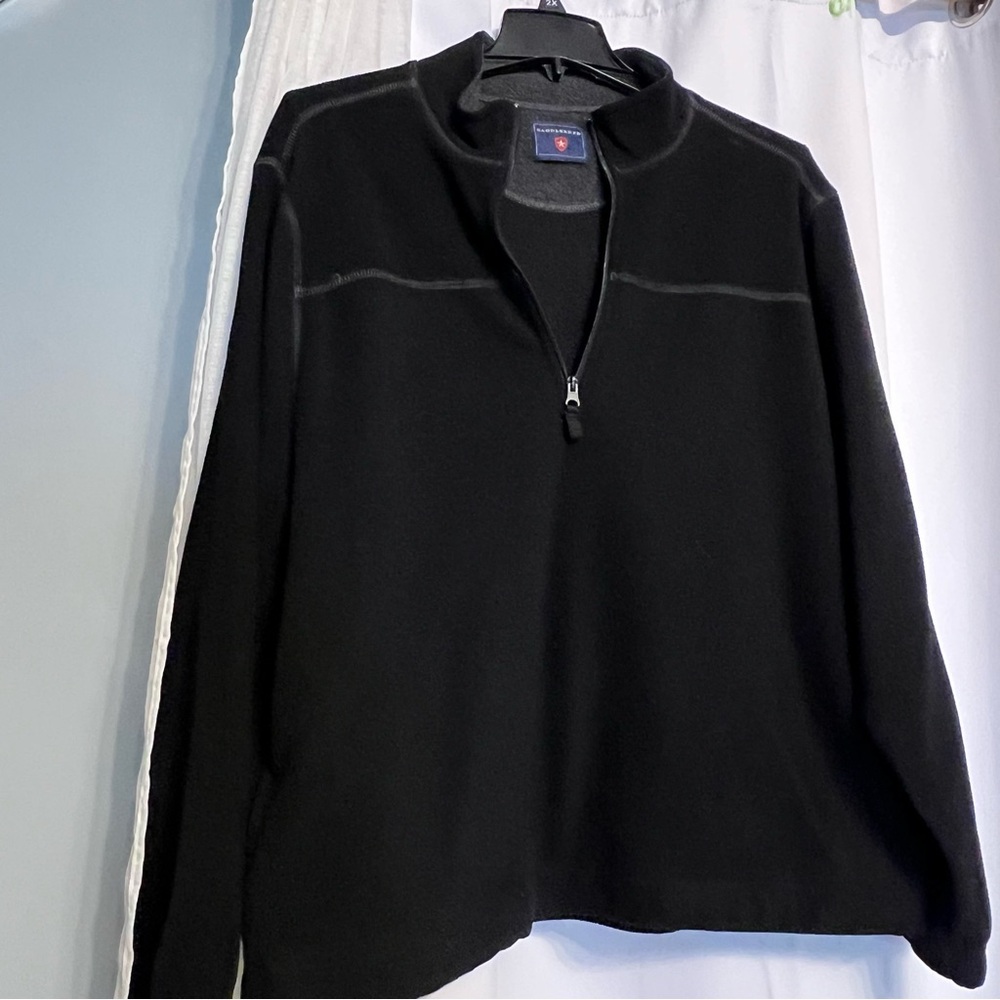 Saddlebred Fleece Jacket Top Mens Black Long Sleeve Polyester Zip Pockets